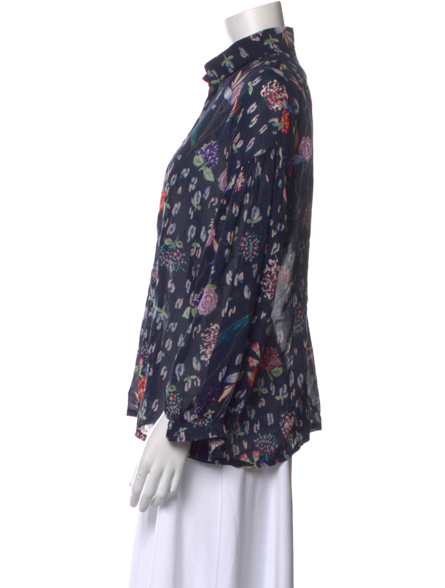 forte_forte Floral Print Three-Quarter Sleeve Blouse