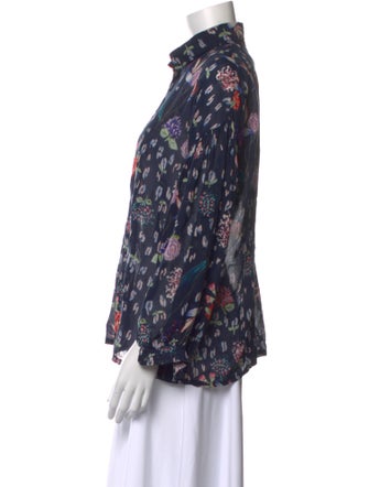 forte_forte Floral Print Three-Quarter Sleeve Blouse