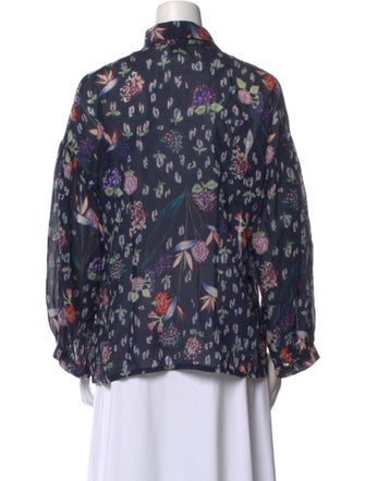 forte_forte Floral Print Three-Quarter Sleeve Blouse