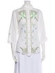 forte_forte Printed Three-Quarter Sleeve Button-Up Top
