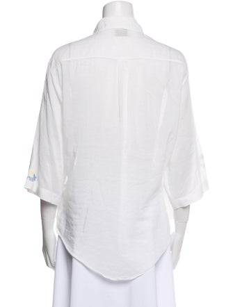 forte_forte Printed Three-Quarter Sleeve Button-Up Top