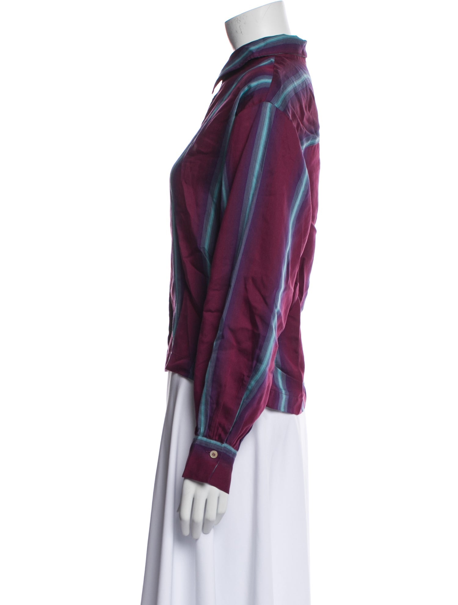 forte_forte Plaid Print Mock Neck Button-Up Top w/ Tags