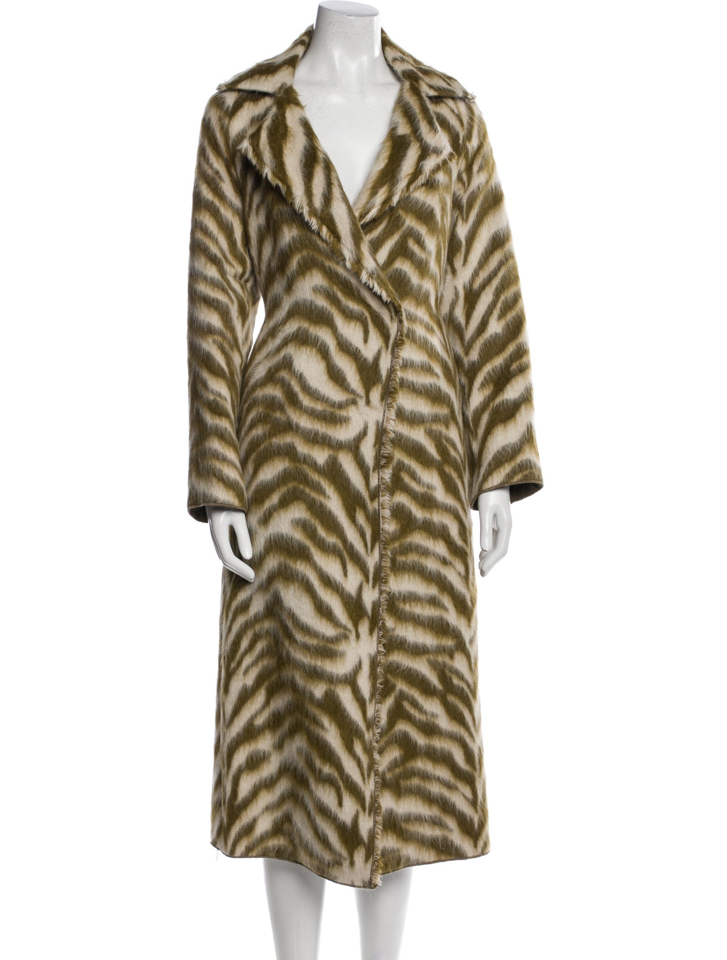 forte_forte Virgin Wool Animal Print Faux Fur Coat