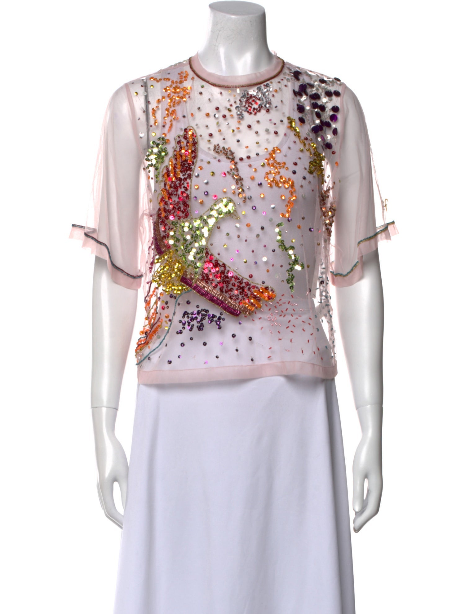 forte_forte Floral Print Crew Neck Crop Top w/ Tags