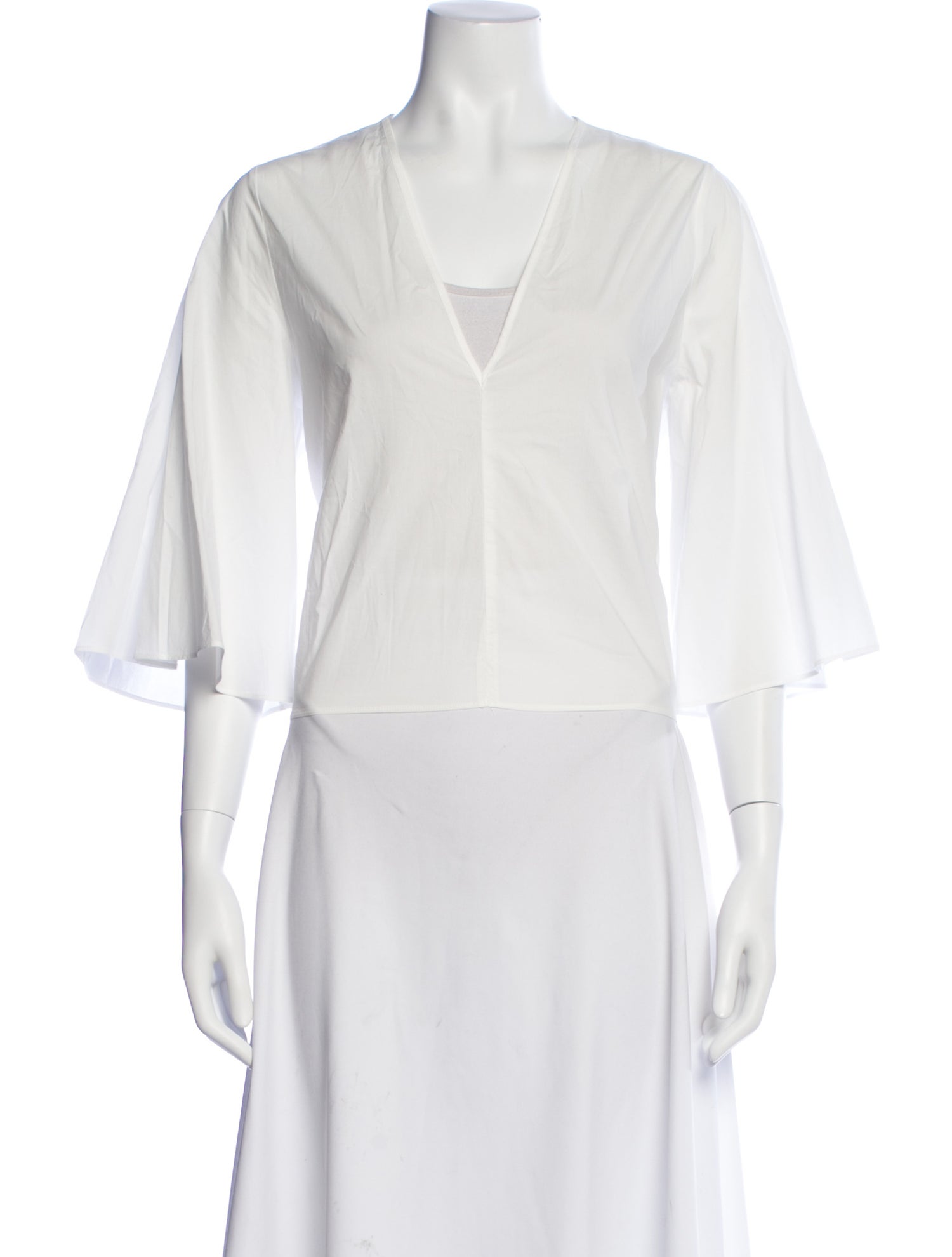 forte_forte V-Neck Three-Quarter Sleeve Blouse