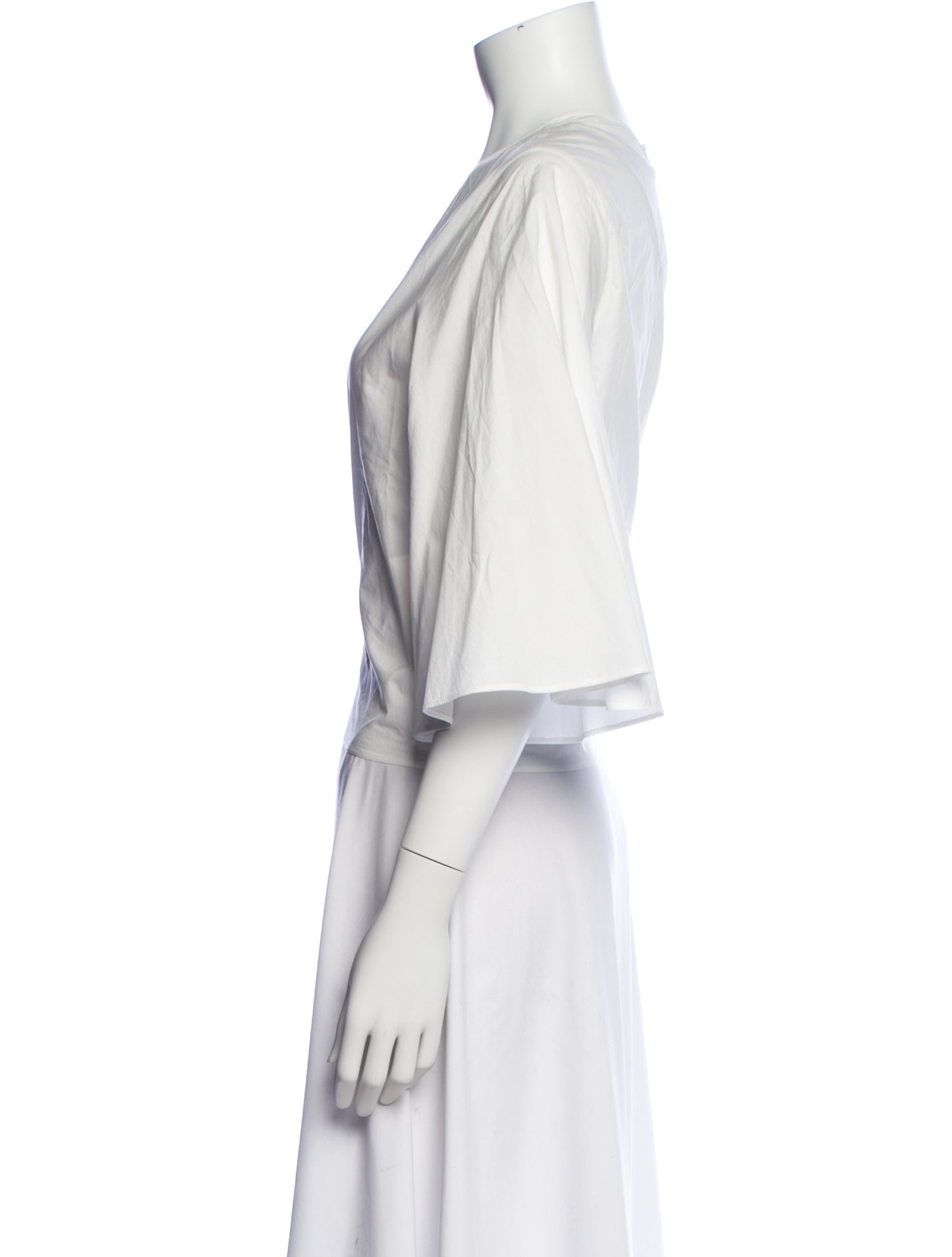 forte_forte V-Neck Three-Quarter Sleeve Blouse