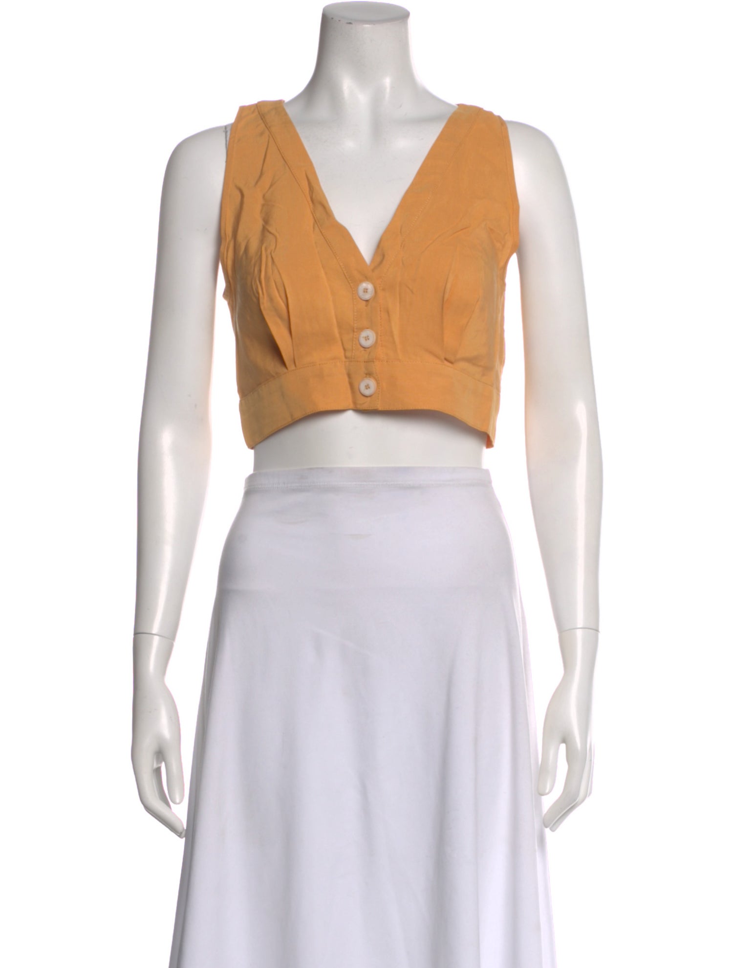 forte_forte V-Neck Sleeveless Crop Top