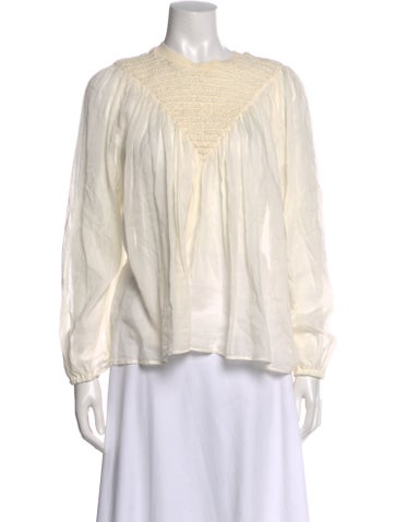 Pre-owned Forte Forte Crew Neck Long Sleeve Blouse In Neutral