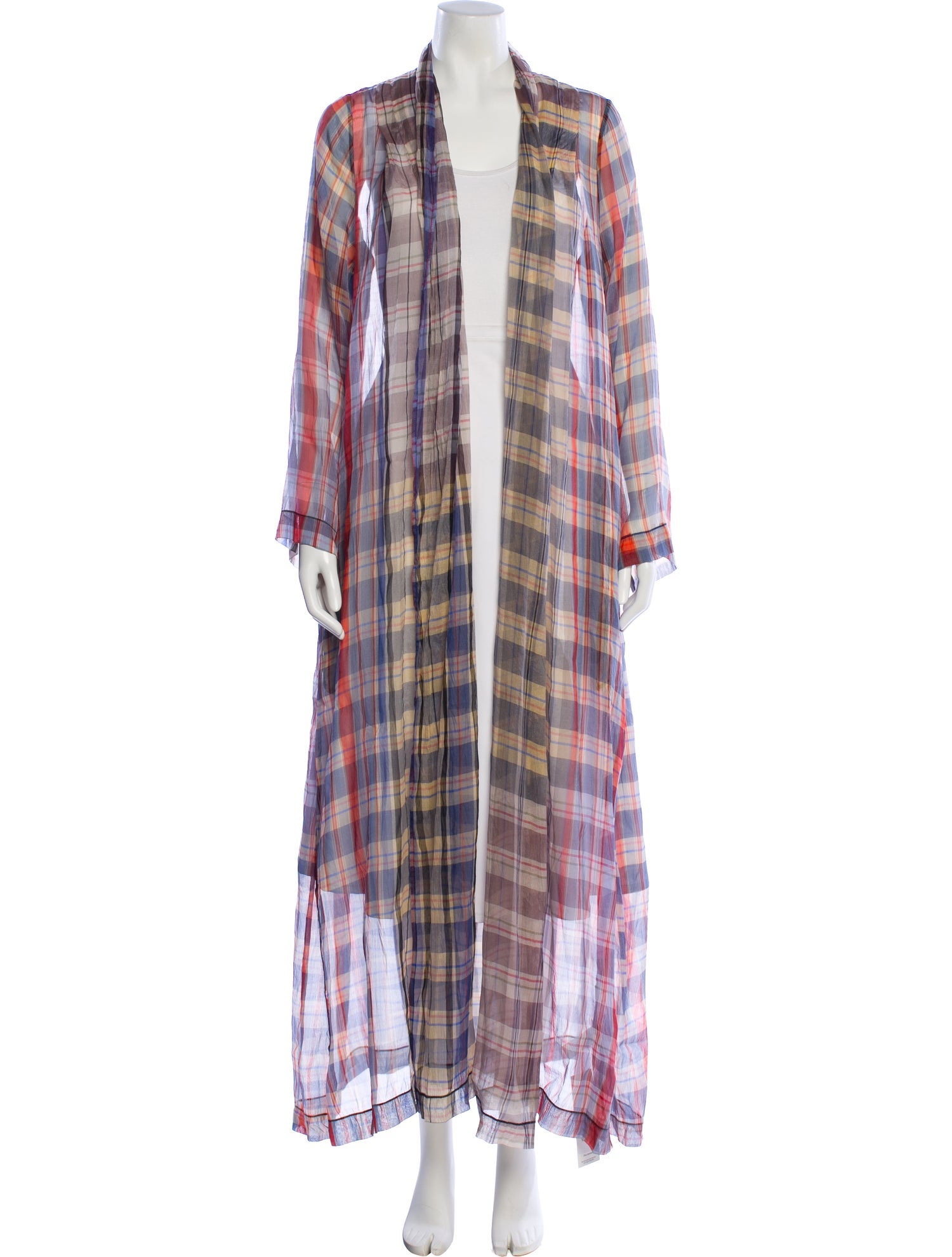 forte_forte Silk Plaid Print Robe