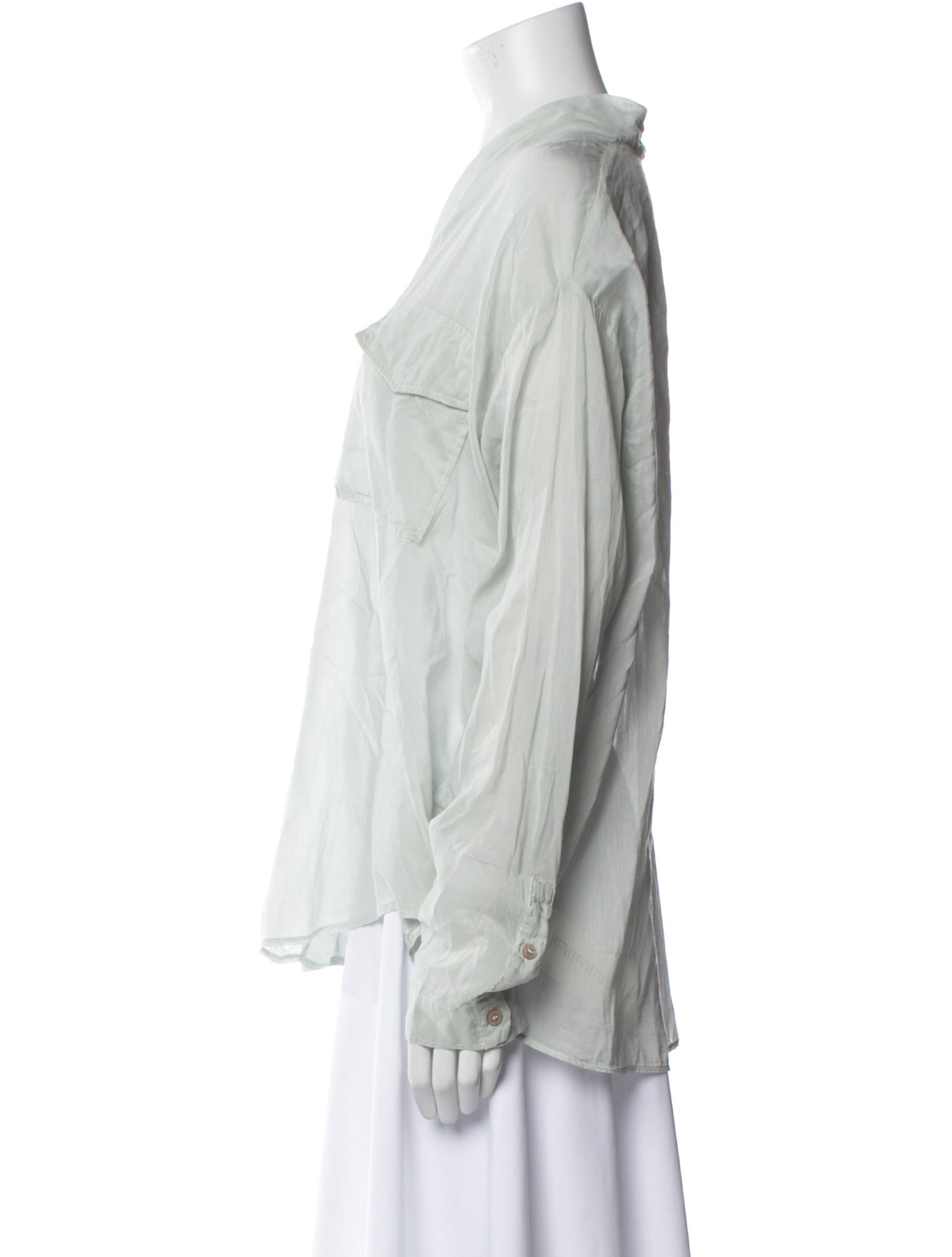 forte_forte V-Neck Long Sleeve Button-Up Top