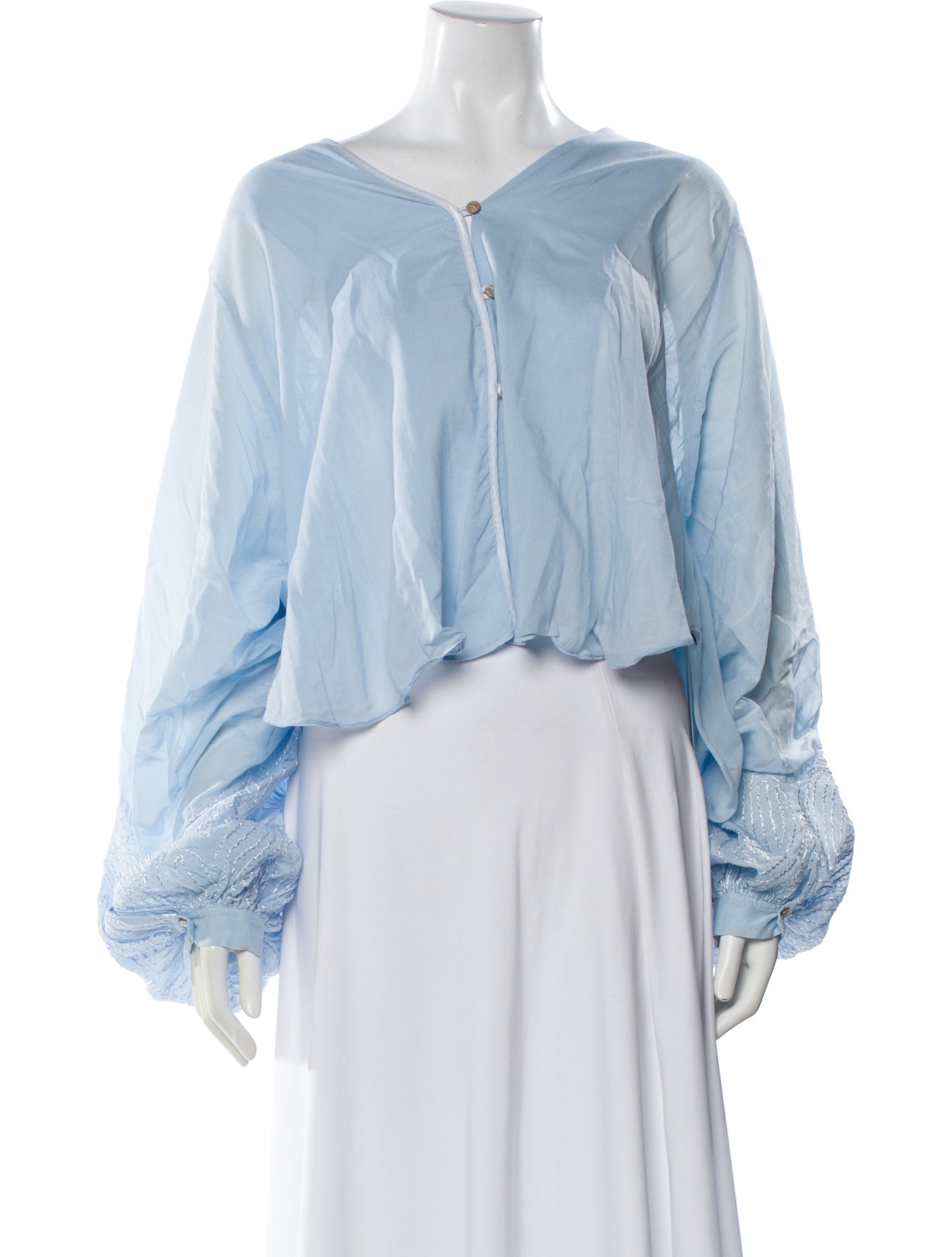 forte_forte V-Neck Long Sleeve Blouse