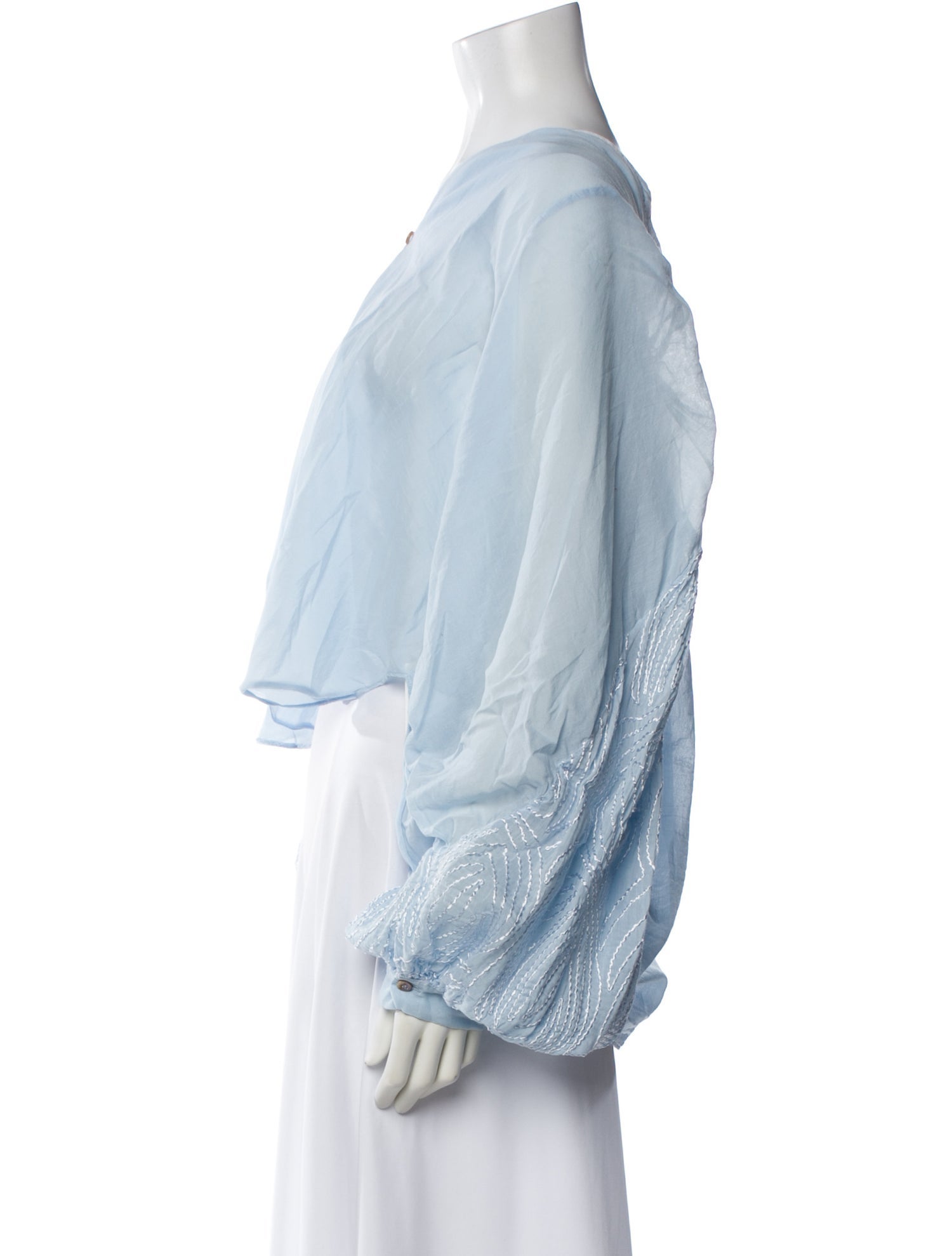 forte_forte V-Neck Long Sleeve Blouse