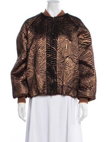Pre-owned Forte Forte Patterned Bomber Jacket W/ Tags In Brown