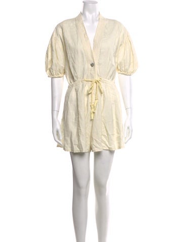 Pre-owned Forte Forte Linen V-neck Romper In Neutrals