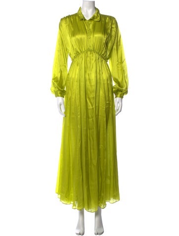 Pre-owned Forte Forte Silk Long Dress In Green
