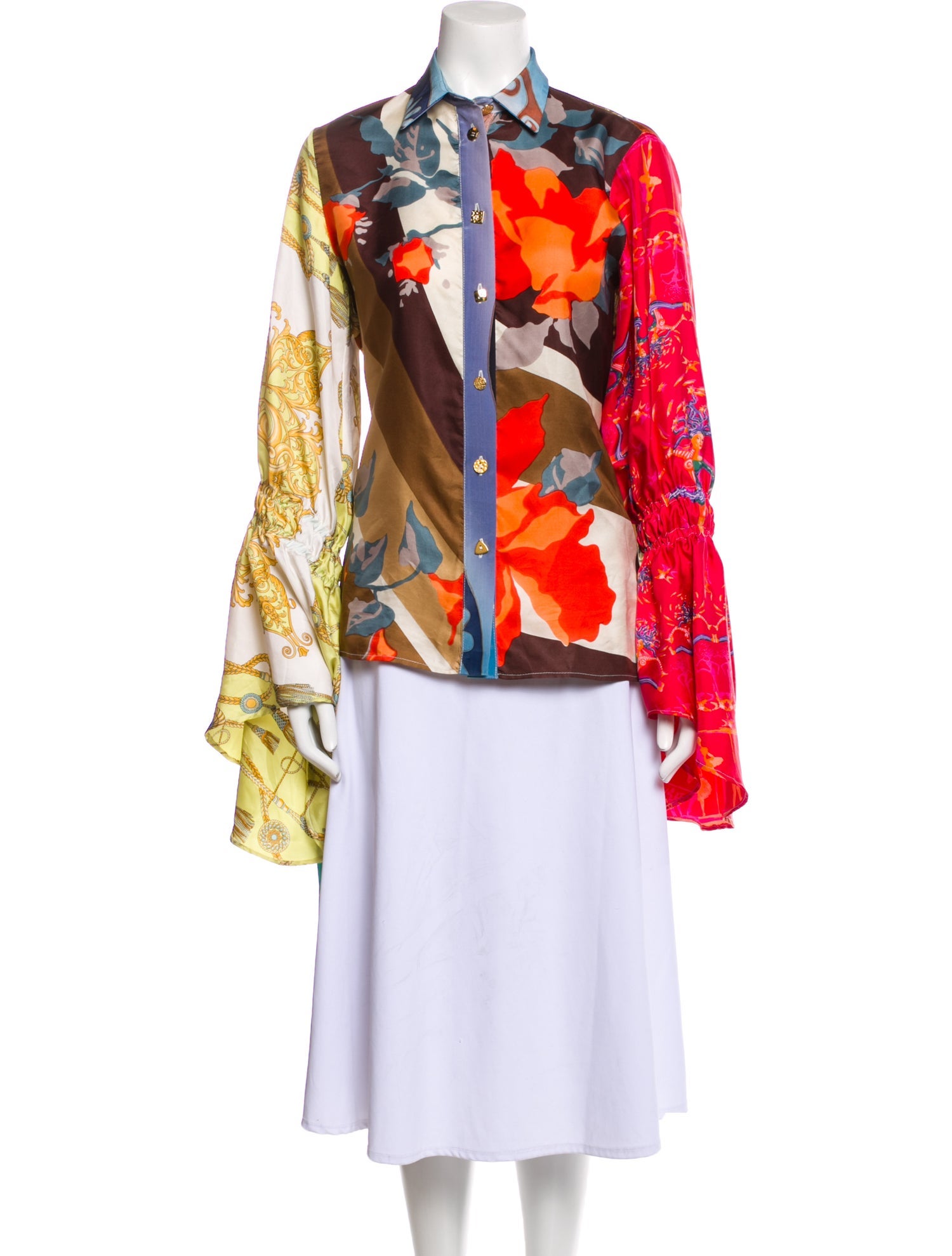 Françoise Silk Floral Print Button-Up Top
