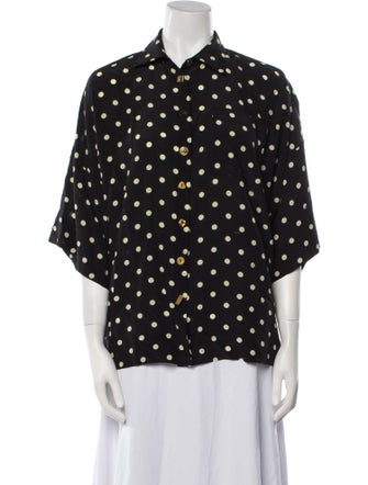 Françoise Silk Polka Dot Print Button-Up Top