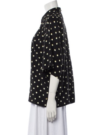 Françoise Silk Polka Dot Print Button-Up Top