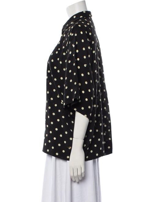 Françoise Silk Polka Dot Print Button-Up Top