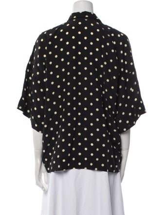 Françoise Silk Polka Dot Print Button-Up Top
