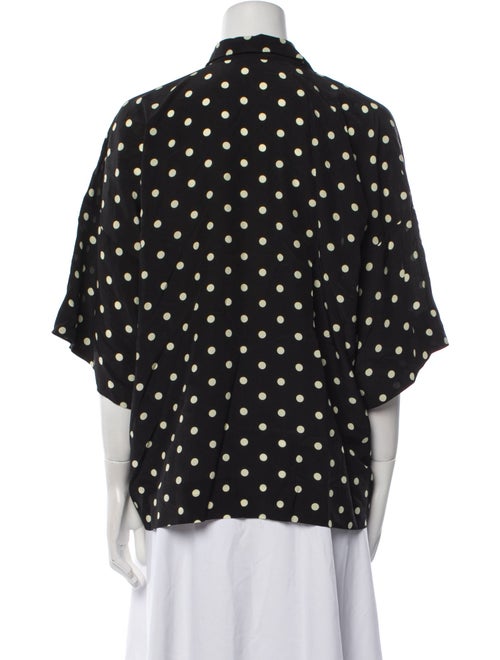 Françoise Silk Polka Dot Print Button-Up Top