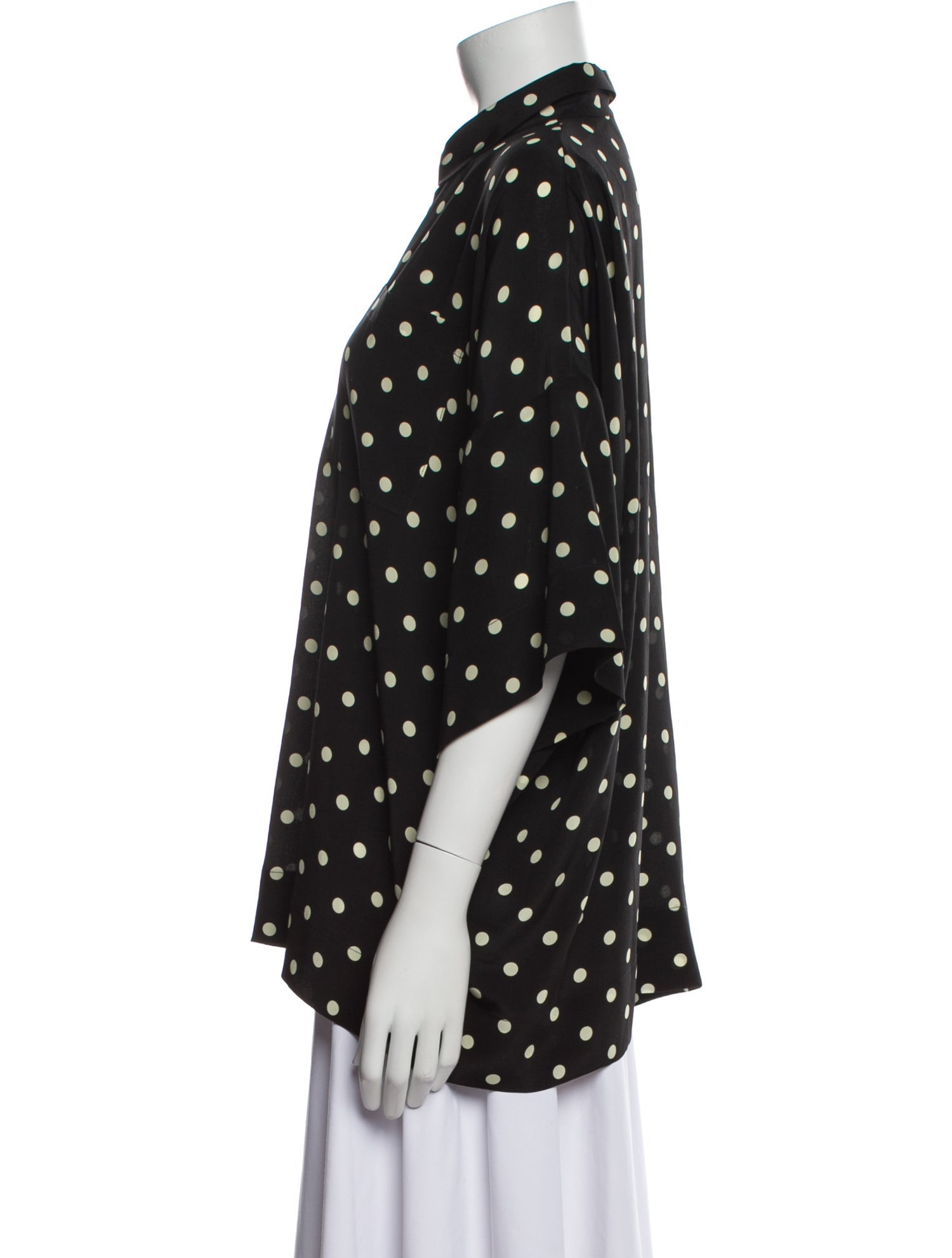 Françoise Silk Polka Dot Print Button-Up Top