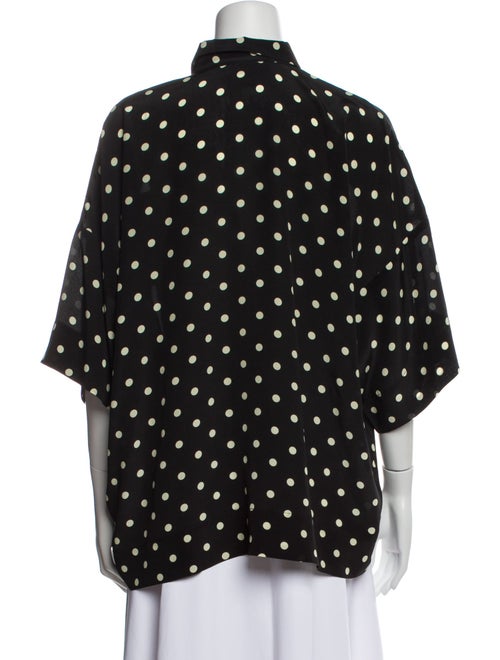 Françoise Silk Polka Dot Print Button-Up Top
