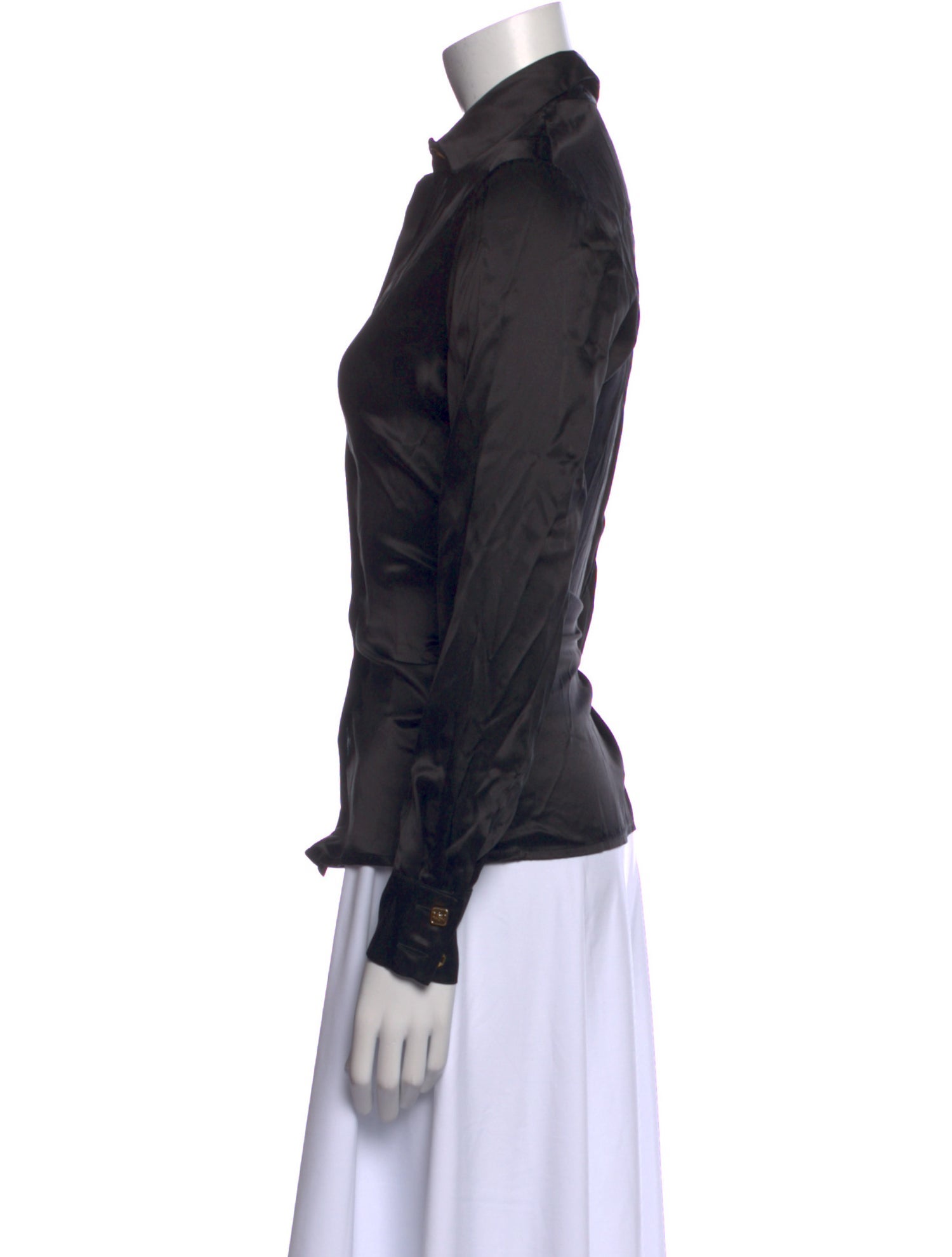 Françoise Silk Long Sleeve Button-Up Top