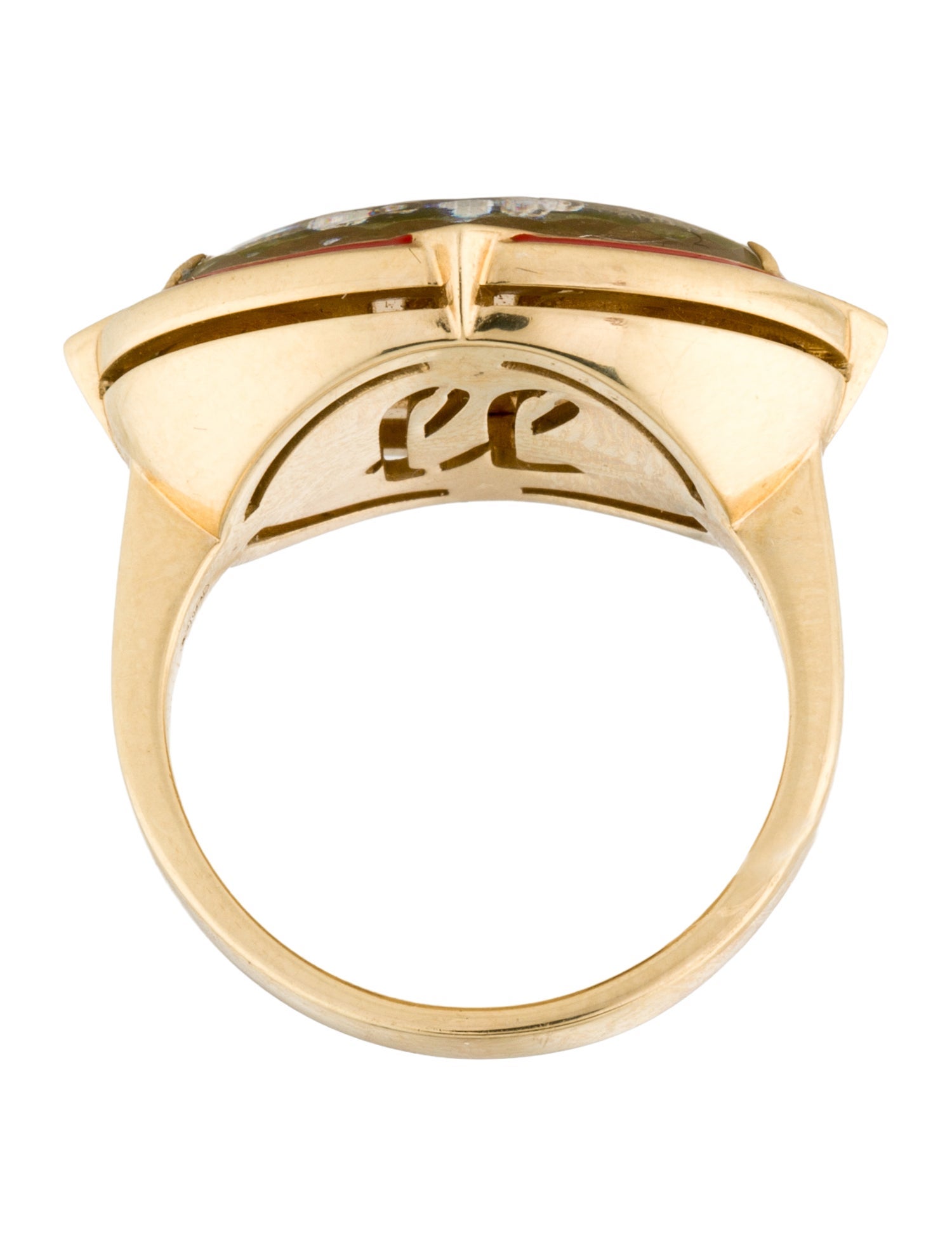 Francesca Villa 18K Tsavorite Garnet, Carved Essex Crystal, & Enamel Terrier Dog Ring