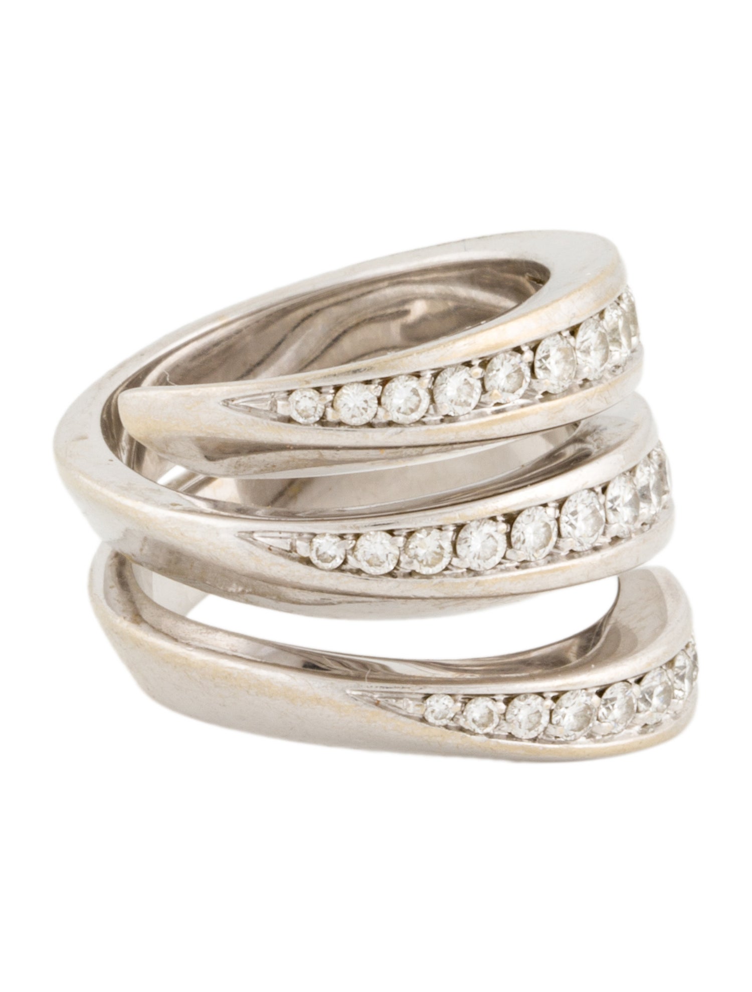 Fred of Paris 18K 1.11ctw Diamond 3 Row Wrap Around Ring