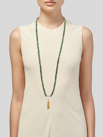 Fred of Paris 3.50ctw Diamond & Nephrite Bead Pendant Necklace