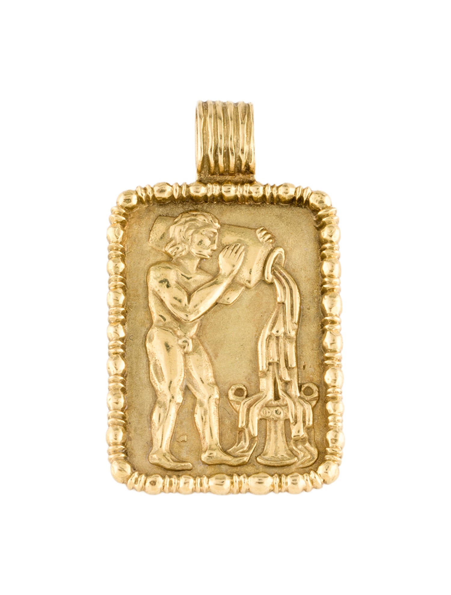 Fred of Paris Vintage 18K Aquarius Zodiac Pendant