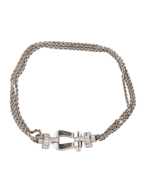 Fred 18K Diamond Force 10 Half Paved Bracelet