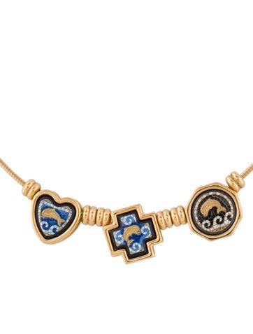 Frey Wille Collar Enamel Dolphin Three Pendant Necklace