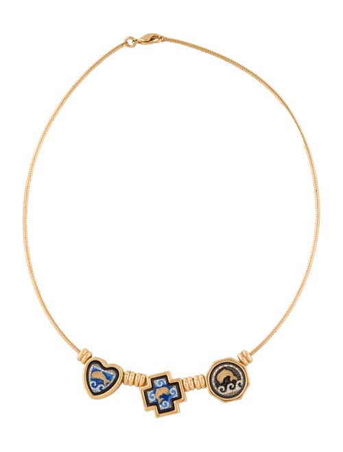 Frey Wille Enamel Dolphin Three Pendant Collar Necklace