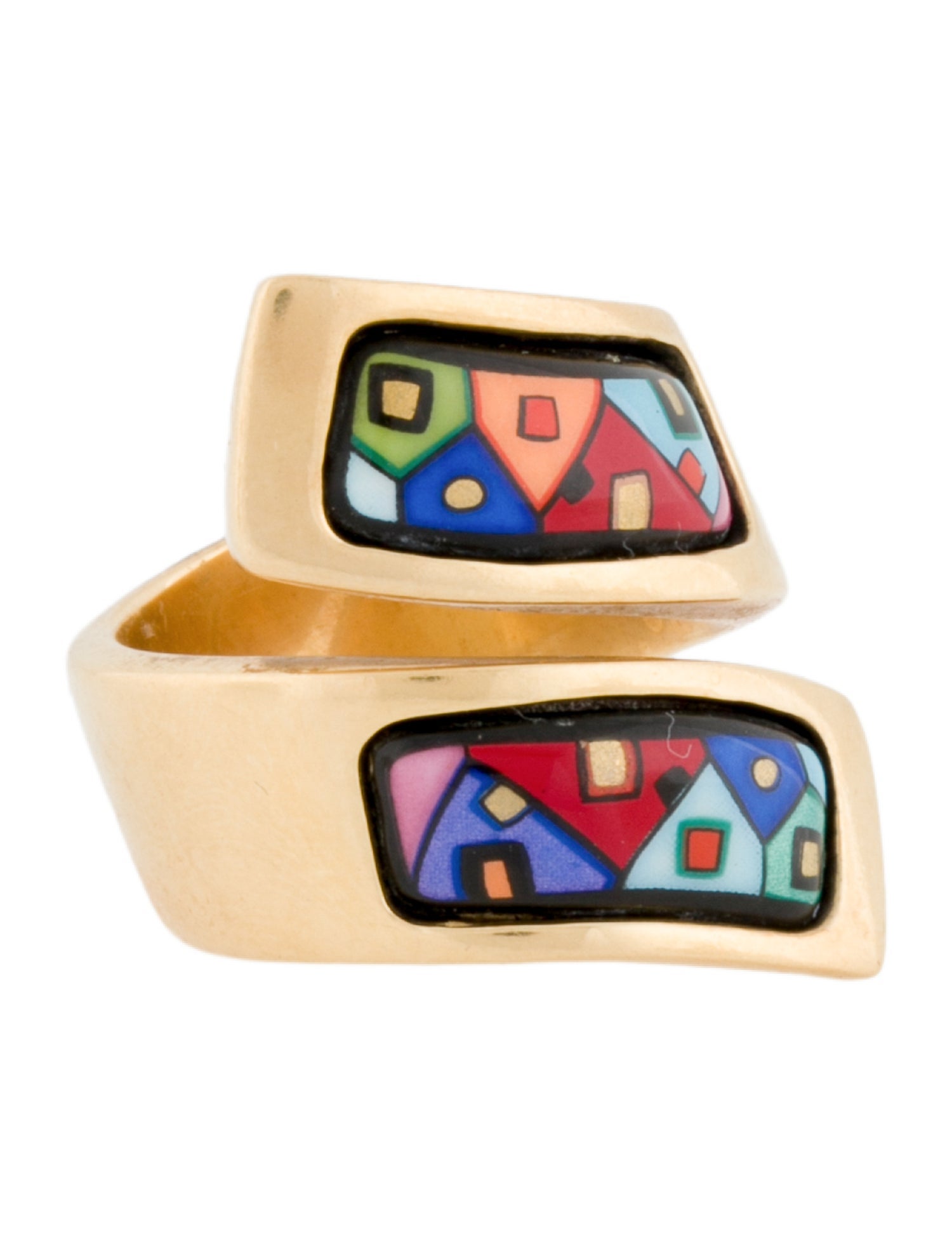 Frey Wille 18K Enamel Hommage à Hundertwasser Street Rivers Nautilus Ring