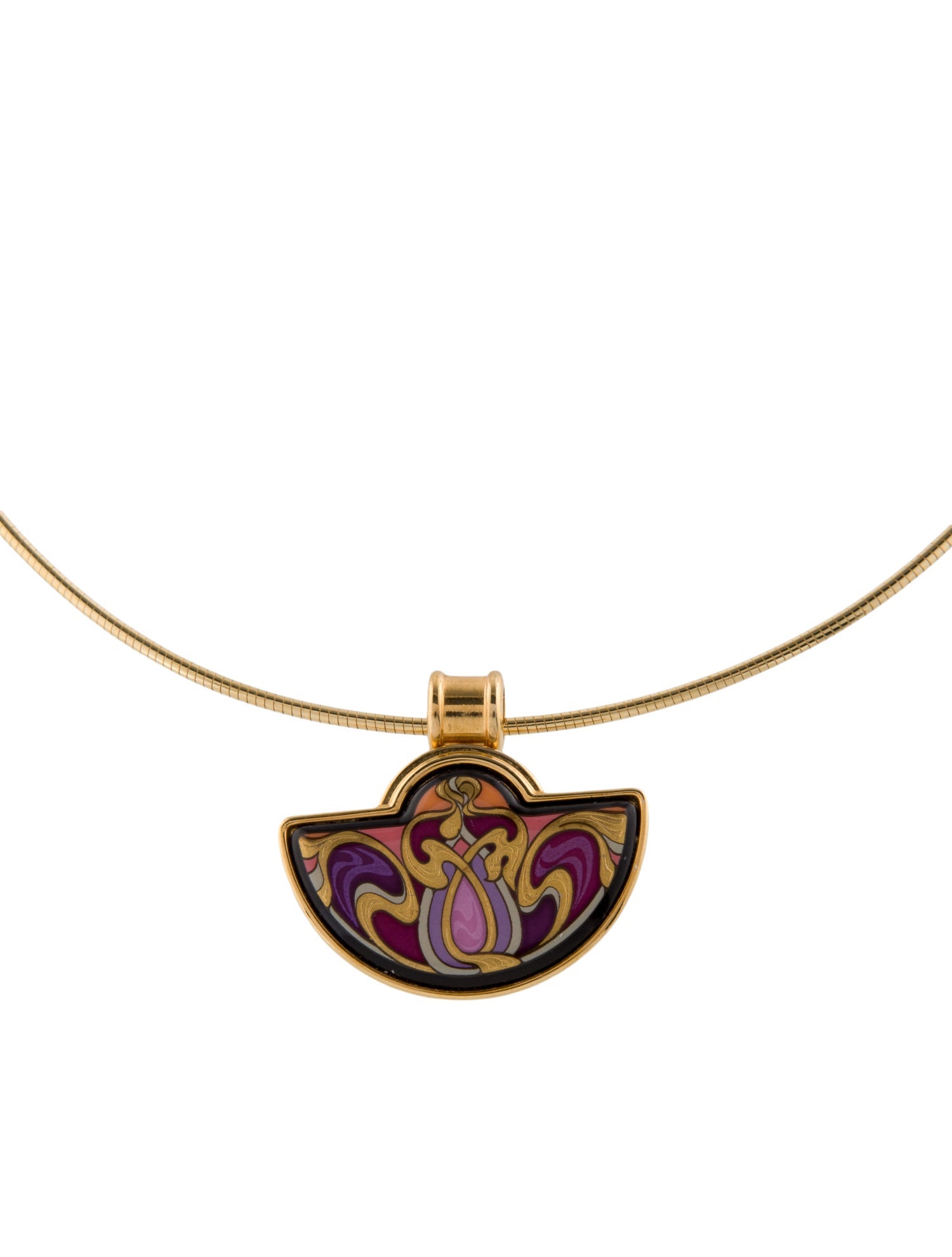 Frey Wille Enamel Small Half-Moon Pendant Necklace