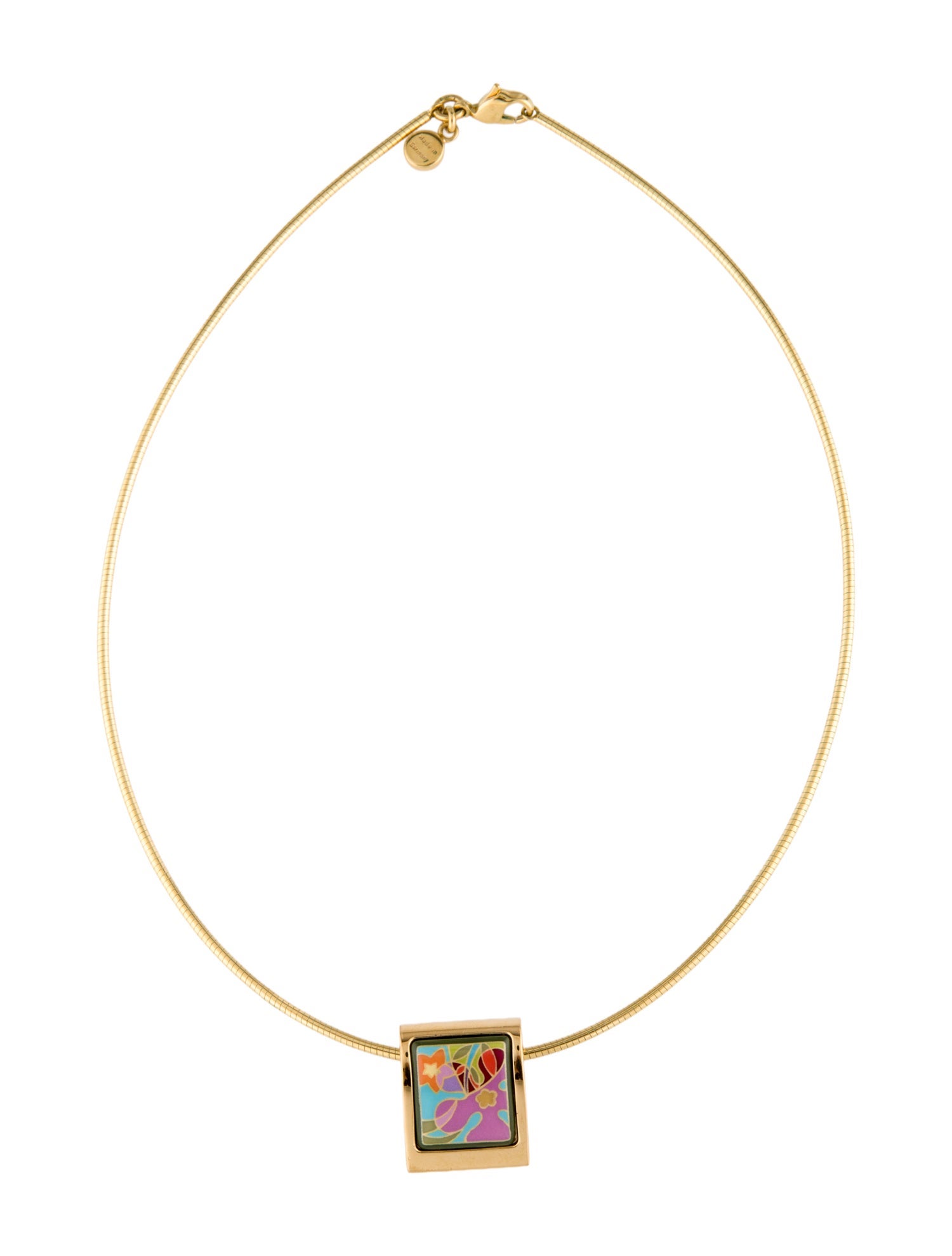 Frey Wille Enamel Floral Pendant Necklace