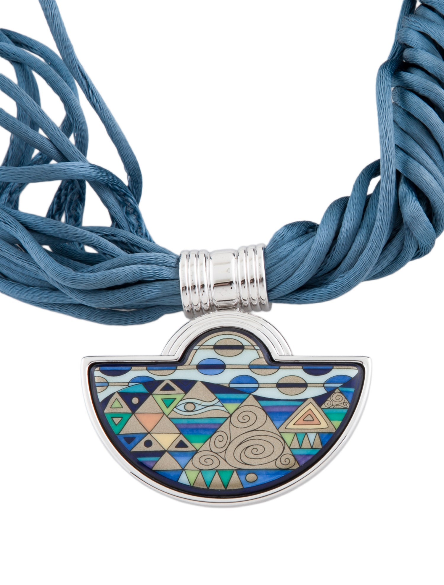 Frey Wille Enamel & Cord Choker Pendant Necklace