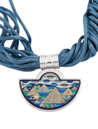 Frey Wille Enamel & Cord Choker Pendant Necklace