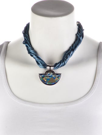 Frey Wille Enamel & Cord Choker Pendant Necklace