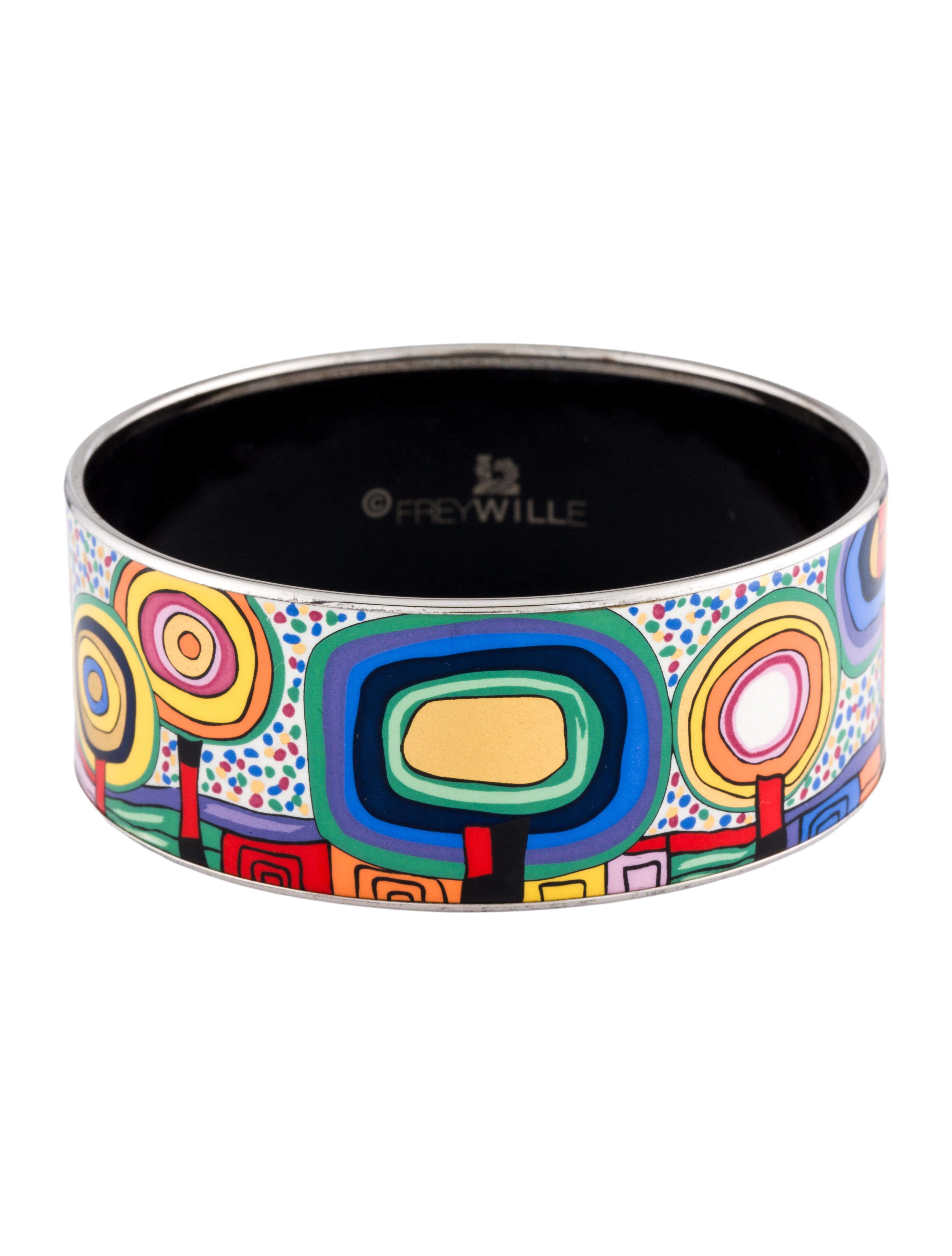 Frey Wille Enamel Abstract Art Bangle Bracelet