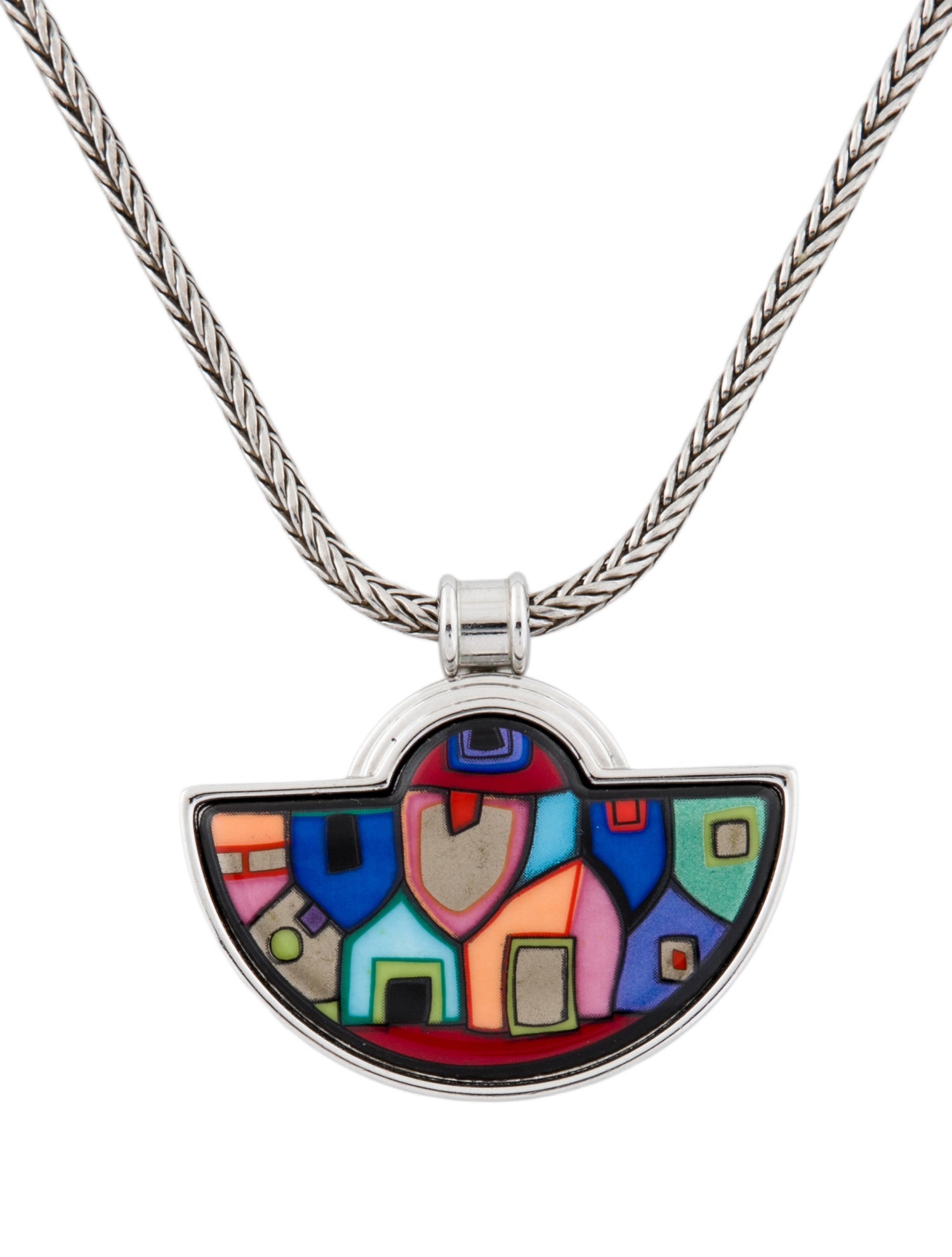 Frey Wille Enamel Hommage à Hundertwasser Pendant Necklace