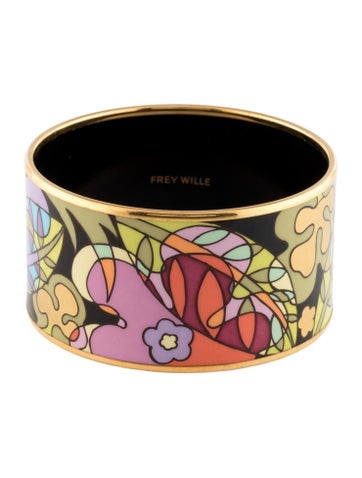 Pre-owned Frey Wille Enamel Bordered Bangle Diva, 8.25" In Multi