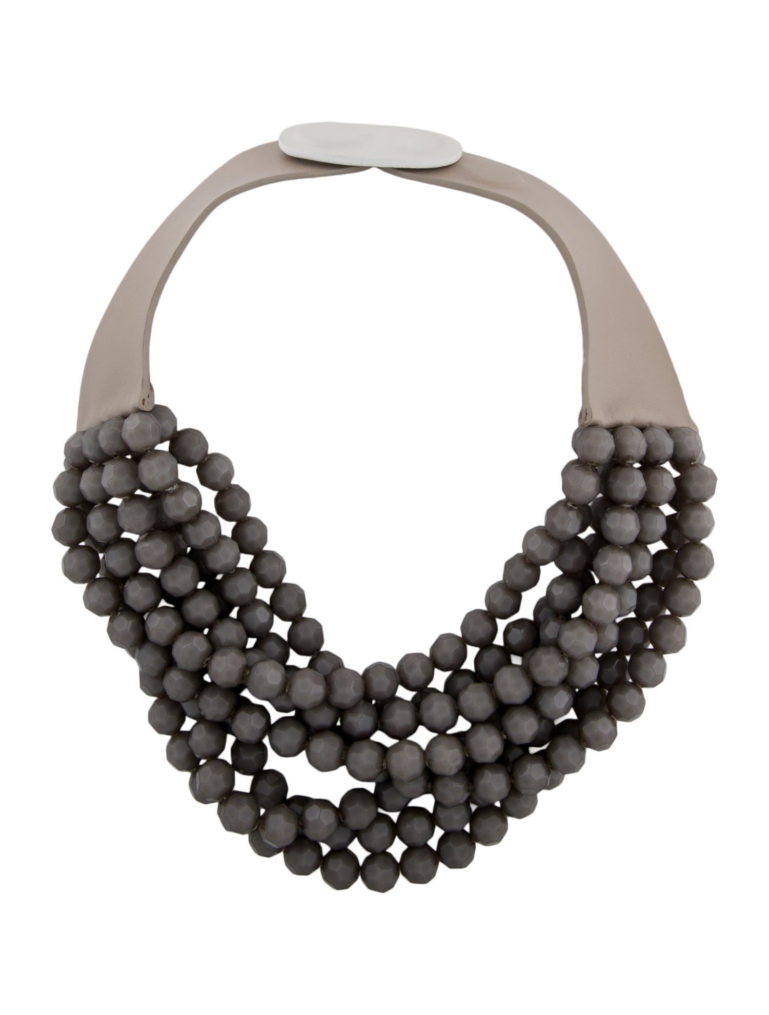 Fairchild Baldwin Leather & Resin Bead Multistrand Collar Necklace