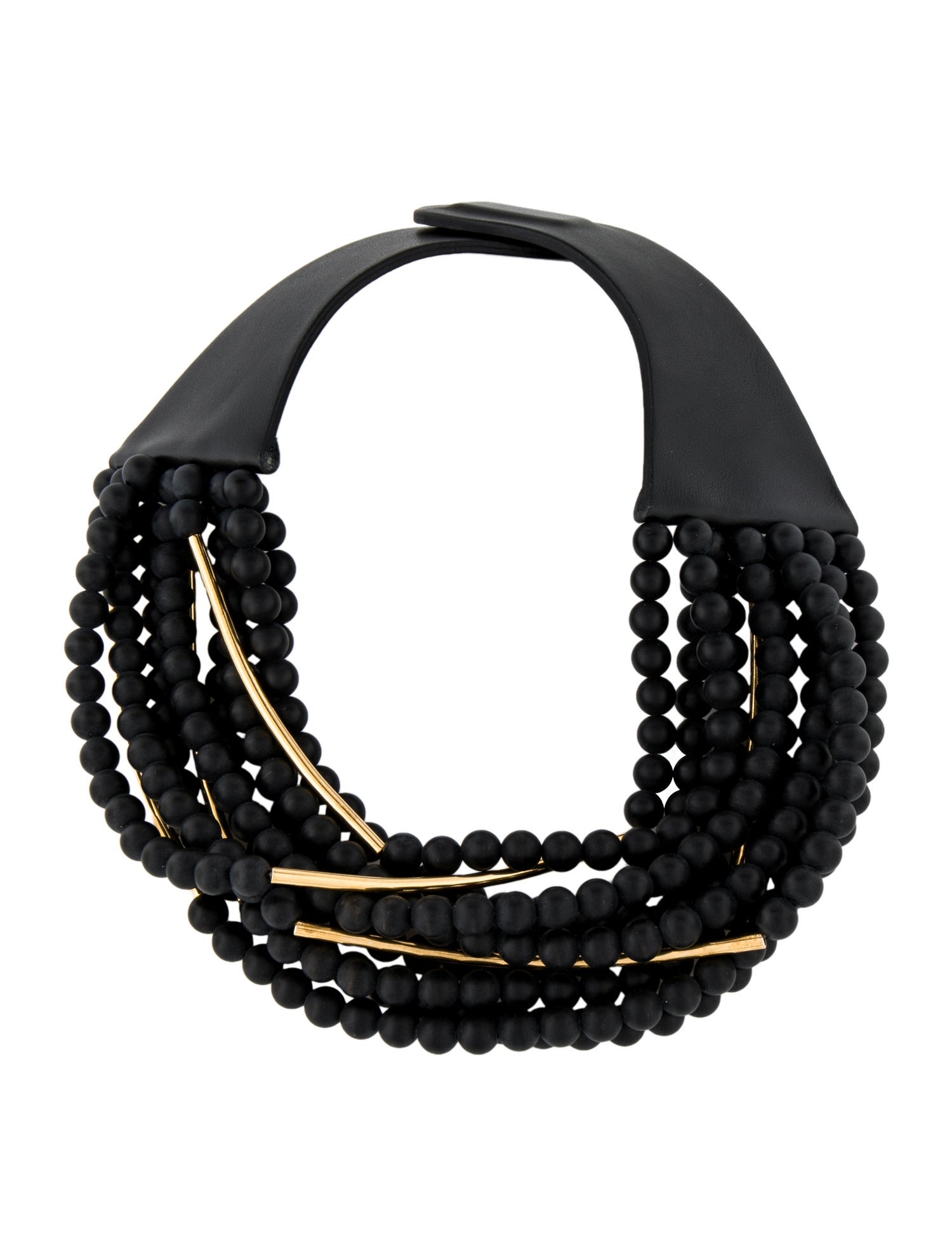 Fairchild Baldwin Leather Athena Matte Black Multistrand Necklace