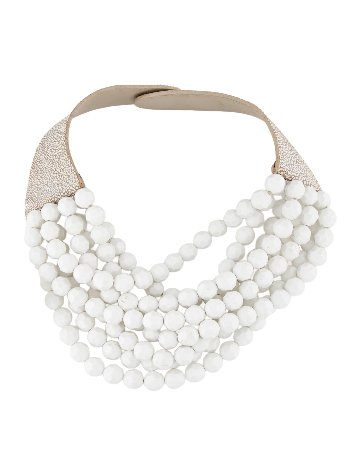 Fairchild Baldwin c Leather & Resin Bead Multistrand Collar Necklace
