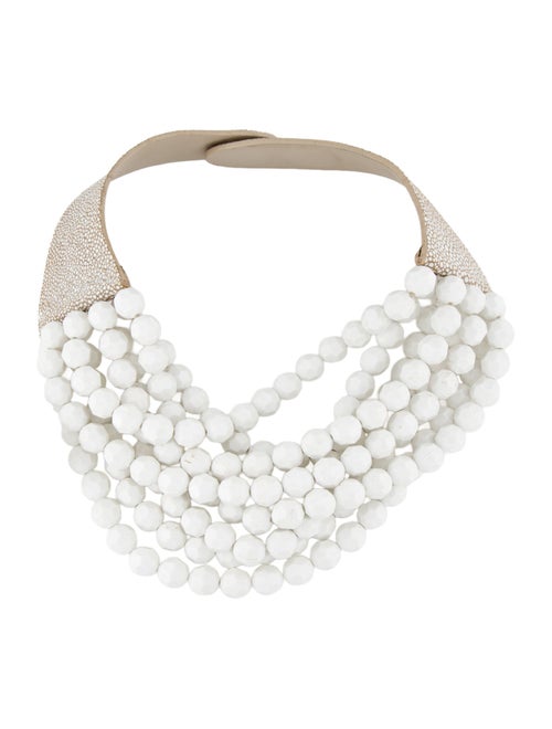 Fairchild Baldwin c Leather & Resin Bead Multistrand Collar Necklace