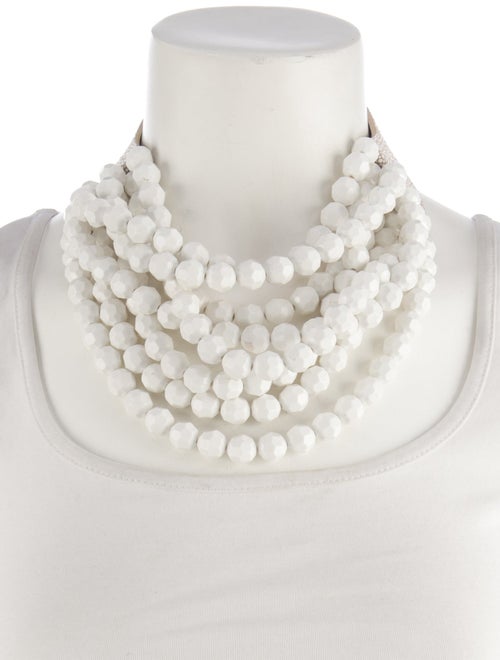 Fairchild Baldwin c Leather & Resin Bead Multistrand Collar Necklace