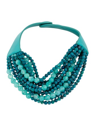 Fairchild Baldwin Leather & Beaded Marble Collar Necklace